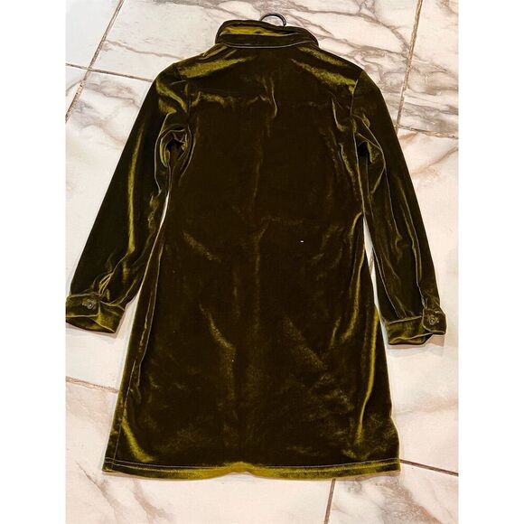 Blush Mark Women's Green Velvet Button-Up Mini Dress Size M - Picture 4 of 8